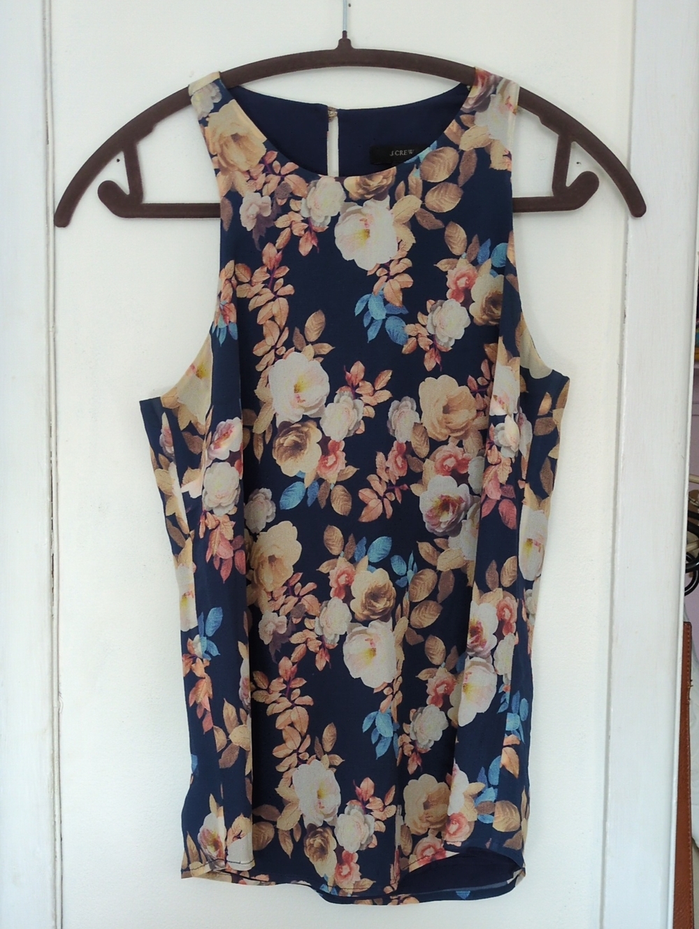 J. Crew Navy Floral Sleeveless Camisole